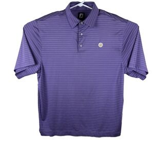 FootJoy Golf Polo Shirt Mens Large Purple Striped Performance Short Sleeve Pro